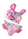 Disney Minnie Mouse Bikini mit Rüschen für Mädchen - Kinder Zweiteiler Schwimmanzug Pink (DE/NL/SE/PL, Numerisch, 98, 104, Regular, Pink)