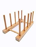 efbock Tellerregal Halter für Küchenschränke Bambus Holz Schneidebrett Tablett Geschirr Rack Ständer Abtropfständer Küchenschrank Organizer für Teller, Tassen, Topfdeckel (1, 4 Steckplätze)