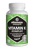 Vitamin K Komplex hochdosiert & vegan, K1 1.000 mcg + K2 Menaquinon (1.000 mcg MK4 + 200 mcg MK7), Der VERGLEICHSSIEGER*, 120 Kapseln für 4 Monate, beste Bioverfügbarkeit, Made in Germany