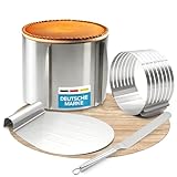 Smart-Planet Tortenring Set 4-teilig mit verstellbarem Backring hoch, Tortenform Schneidehilfe - Kuchenheber und Konditormesser, Torten Zubehör aus Edelstahl spülmaschinenfest