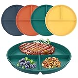 GOTRUST Geteilte Speiseteller Sets, 4pcs Unzerbrechliches Teller mit Unterteilungen Diät, Split Speiseteller aus Prämie PP, BPA-Frei für Kinder, Erwachsene