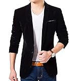 ORANDESIGNE Herren Casual Blazer Slim Fit Business Anzug Jacken Stehkragen Anzugjacke Fester Lässigerr Einreihiger Sportmantel mit Einem Knopf Klassischer Bequemer Blazer C Schwarz L