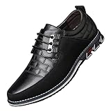 LLDG Herren Mokassins Loafers Freizeitschuhe Atmungsaktiver Komfort Wanderschuhe Mode Büro Abendschuhe Slipper Männer Fahrschuhe Lässige Business Schuhe Klassischer Schnürschuhe, Schwarz, 46 EU