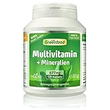 Multivitamin Kapseln Hochdosiert - 677 mg Vitamine, Mineralien und Spurenelemente pro Tag (120 vegane Kapseln) - A bis Z Vitamine für den optimalen Tagesbedarf - ohne Zusätze & Gentechnik - Greenfood