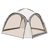 SANHENG LED Pavillon, solar LED Partyzelt Gartenpavillon Pool Überdachung Camping rund (Beige)