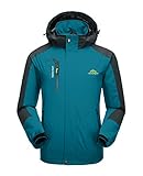 KEFITEVD Softshell Jacke Herren Wasserdicht Funktionsjacke Winddicht Outdoorjacke mit Zipper-Taschen Trekkingjacke Herbst Winter Leicht Blouson Männer Seeblau L