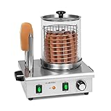 Klarstein Wurstfabrik Pro 550 Hot Dog Maker, 550 Watt, 2 Heizspieße, Temperaturregler 30-100 °C, Glaszylinder: Ø 20 cm, Edelstahlkäfig: Ø 17 cm, Edelstahlgehäuse,Profi Würstchenkocher, silber