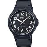 Casio Unisex Quartz Armbanduhr, 43.00mm GehäusegröÃŸe mit schwarz analog Zifferblatt und schwarz Rubber Strap Armband MW-240-1BVEF