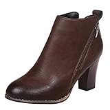 Generisch Hohe Stiefel Damen Ankle Boots Damen Mit Absatz: Winter Wasserdicht Spitz Sexy Ankle Boots Biker Boots Weite H Elegant Warme Damen Stiefel Winterschuhe Bequem Bequem Damenstiefel