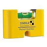 STABILA Mini-Wasserwaage Pocket Electric, 7 cm, starker Seltenerd-Magnet, 1 Horizontal-Libelle, Made in Germany, Gelb