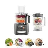 Kenwood Multipro Compact FDP31.170GY Küchenmaschine mit 2 Geschwindigkeiten + Pulse im Lieferumfang enthalten Mixer 1,2 l, Schüssel 2,1 l, zum Hacken, Reiben und Kneten, 800 W