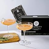 Vemacity Elegante Coupe Cocktailgläser Set Von 2 | Handgefertigte Bar Kristallgläser mit Rezept E-Book| Champagner & Cocktail Gläser| Perfekt glas für Espresso Martini | Coktailgläser- set