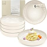 Sänger Key West | Steingut Pastaschalen 6 tlg, Nudel Schalen Set 6 Personen, Schüssel Set spülmaschinenfest mikrowellenfest, große Schüssel Creme mit sandiger Maserung 750 ml | VALUE COLLECTION