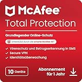 McAfee Total Protection (10 Geräte) 2025 | 12 Monate|Secure VPN, Sicherheitssoftware mit Virenschutz, Kennwort-Manager, Identitätsüberwachung | Digitaler download