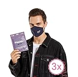 3 FFP2 Maske CE-Zertifizierte Wiederverwendbare Blaue Navy, [30-Fach Waschbare] Gesichtsmaske, 5-Schicht-Technologie, hohe Filtereffizienz BFE 98, Staub-und Partikelschutzmaske - 3 Stück