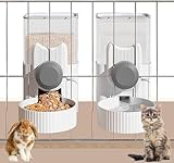 Kathson Rabbit Gravity Auto Feeder Set 35oz Hanging Automatic Food Water Dispenser Cage Automatic Feeder Set für Kaninchen Chinchilla Meerschweinchen Igel Frettchen Kitty Puppy（graue）