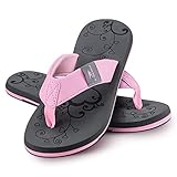 Ultrapower Flip-On Damen Zehentrenner | Flip Flops | Badelatschen | Strandschuhe | Duschlatschen | Zehenstegpantolette | Bad | Sauna Schuhe | Sandalen | ZT2 | Grau/Rose | Gr.38