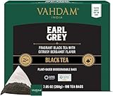 VAHDAM, Earl Grey Schwarz Tee (100 Teebeutel) Zitrusig, Köstlich & Aromatisch | Schwarzer tee Gemischt Mit 100% Natürlichem Bergamotte Öl | Brau Heiß, Eis oder Kombucha Tee