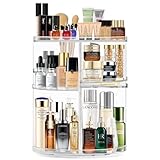 OBSGUMU Make Up Organizer Drehbar, Acryl Kosmetik Organizer, 360° Makeup Organizers für Kosmetik, Verstellbar Große Kapazität Makeup Organizer für Frauen, Mädchen (Transparent)