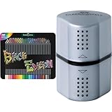 Faber-Castell 116490 - Buntstifte Black Edition, 100er Metalletui, bruchsicher, für Kinder und Erwachsene & 183800 - Dosenspitzer Grip 2001, 3in1, Anspitzer mit Behälter für Blei- und Buntstifte