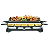 Tefal Raclette Ambiance RE4588 | für 10 Personen, inklusive Tischgrill-Funktion | Grillplatte antihaftbeschichtet + spülmaschinengeeignet | 2 Meter langes abnehmbares Kabel | Schwarz/Edelstahl | 1350W