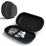 EAZY CASE Universal Tasche für In-Ear Kopfhörer mit Netzfach - Hardcase Aufbewahrungsbox, Schutztasche mit umlaufenden Reißverschluss, extra klein, oval, Schwarz