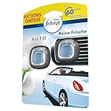 Febreze Auto Lufterfrischer 4ml, Auto Clip Starterset 2 Stück Reine Frische, Bekämpft Gerüche Im Auto