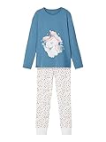 NAME IT Mädchen Nkfnightset Real Teal Unicorn Noos Pyjamaset, 134-140 (1er Pack)