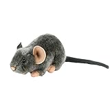 Uni-Toys Kuscheltier Maus liegend 17 cm (30 cm mit Schwanz) grau Plüschtier Plüschmaus