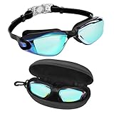 BEZZEE PRO Schwimmbrille - UV-Schutz & Antibeschlag Taucherbrille mit Etui - Kein Auslaufen & Verstellbare Silikon Riemen, Schwimmbrillen für Erwachsene, Herren, Damen und Jugendliche zum Schwimmen