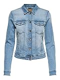 ONLY Damen Jeansjacke | Kurze Denim Übergangsjacke Blau | Basic Used Waschung ONLTIA, Farben:Blau, Größe:38