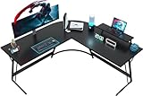 JUMMICO Gaming Tisch 130x130x75cm,Schreibtisch mit Monitorständer,Eckschreibtisch,Schreibtisch L Form,Gaming Schreibtisch L-förmiger,Groß Pc Ecktisch,Schwarz