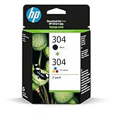 HP 304 (3JB05AE) Multipack Original Druckerpatronen 1xSchwarz,1x Farbe für HP DeskJet 26xx, 37xx, ENVY 50xx, Standard, 2 Count (Pack of 1), 120 Seiten (Schwarz)