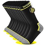 FALARY 10 Paar Arbeitssocken Herren 43-46 Baumwolle Socken Herren 43-46 Herrensocken Funktionssocken Herren Tennissocken Sportsocken Wandersocken Herren 43-46 Strümpfe Schwarz Grau Innenfrottee Dicke