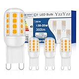 YzzYzz G9 LED Lampe Warmweiß 2700K, Leuchtmittel 3W entspricht 30W-40W Halogenlampe, Glühbirne 360 Lumen, Kein Flackern, Nicht Dimmbar, 360° Stiftsockellampe, 4er Pack