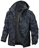 PADOLA Herren Jacke Herren Übergangsjacke Wasserdichte Regenjacke Windbreaker Windjacke Camouflage Softshelljacke Bomberjacke leichte Sommerjacke (6255 Schwarz L)