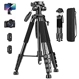 JOILCAN Kamera Stativ, 187cm Fotostativ mit Abnehmbar Kopf, Camera Tripod mit Tragetasche für Canon Nikon DSLR Mirrorless, Aluminium Dreibeinstativ Tragkraft 5kg mit Handyhalterung for Smartphone