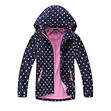 Natashas Kinder Mädchen Wasserdicht Jacke Übergangsjacke Fleecefütterung Warm Atmungsaktiv Winddicht Wanderjacke Softshelljacke Outdoorjacke mit Kapuze (140)