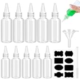 Mooshy 12 Stück Squeeze Flasche kleine Quetschflasche 6*60ml + 6*100ml Squeeze Flasche aus Kunststoff Klein Condiment Flaschen mit Trichtern Etiketten Stift Gewürzflaschen für Verschiedene Würzsaucen