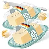 uandu Butterdose mit Deckel Kunststoff, Butterschale mit Deckel, Butterdose spülmaschinenfest, Butterbox, Butterbehälter, Butter dish, Butter Box Dose, Butterdosen - Grün x2