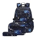 MeLtor Schulranzen Jungen VerschleißFeste Materialien Schultasche Groß, Dreiteiliges Set Mit GroßEm FassungsvermöGen Backpack For School, Geeignet für AusflüGe,Blue