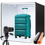 Fotostudio Box Lichtzelt 80x80cm, LED Lichtzelt Fotografie mit Beleuchtung, 100 LED, 5500K, Fotobox, 2 LED-Lichtleisten, 3 Hintergründe (Schwarz, Weiß, Orange)