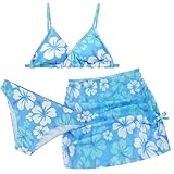 Happy Cherry Mädchen Bikini Set 3 Stück Teenager Badeanzug Kinder Bademode mit Cover Up Separate Badebekleidung mit Abnehmbaren BH Pads Schnell Trocknend 10-11 Jahre