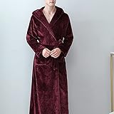 Flanell-Nachthemd für Männer und Frauen, Pyjama mit Kapuze, Verdickung und Verlängerung, OZZKI, Herrenstile, m