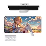 SwordArt Anime-Mauspad, Asuna, Anime-Computer-Tastatur, große lange weiche Gummiunterseite, rutschfeste Oberfläche, Büro-Schreibtischmatte, Gaming-Mauspad