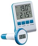 infactory Pool Funk Thermometer: Digitales Teich- und Poolthermometer mit LCD-Funk-Empfänger, IPX8 (Wasser Thermometer Funk, Teich Thermometer Funk, Wassertemperatur)