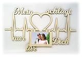 Namofactur Holz Bilderrahmen 10x15 cm Mein Herz schlägt nur für Dich Geschenk zum Valentinstag Jahrestag Liebesbeweis Mann Frau Wand Foto Ehepaar Ehefrau Ehemann