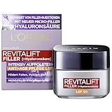 L'Oréal Paris Anti Age Tagespflege LSF 50 für Frauen: hydratisiert die Haut und bekämpft Hautalterung mit 3 Arten von Hyaluronsäure und LSF 50+, Revitalift Filler, 1x 50ml