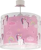 Dalber Lampe kinderzimmer, kinderlampe Pendelleuchte Hängelampe, Deckenleuchte Kinder, Deckenlampe kinderzimmer Einhörner Tiere Unicorns, Deckenlampe Kinderzimmer, 41592, E27