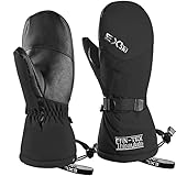 EXski Skihandschuhe Fäustlinge Ski Herren Damen Winter Snowboard Handschuhe Warm Winterhandschuhe Wasserdicht, Schwarz, L